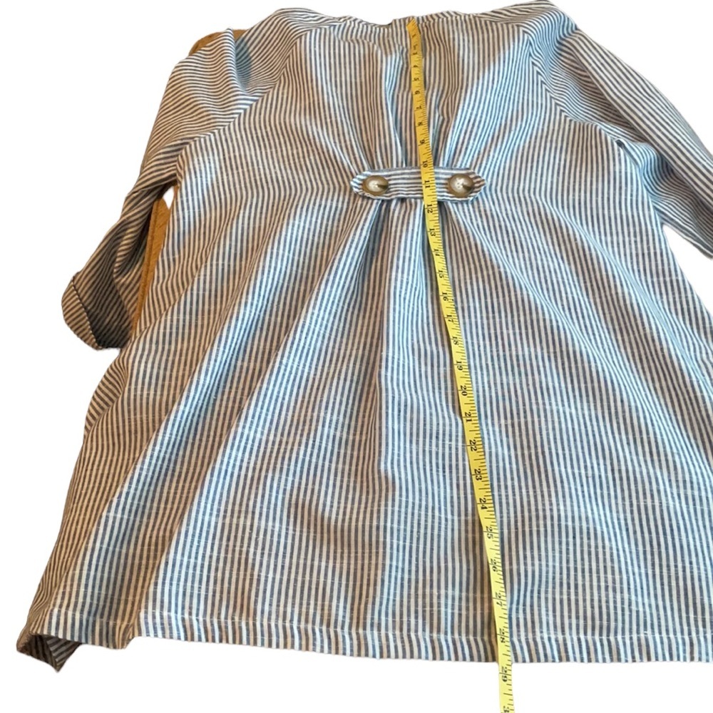 Sigrid Olsen Blue White Pinstripe Hooded Hi/Low Hem Size S - Picture 8 of 11